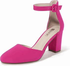 IDIFU IN3 Chunky Block Heels - Women's Pumps for Dress, Wedding, Bridal, Homecoming, Prom & Work - Comfortable Ankle Strap, Round Toe, Thick Heels