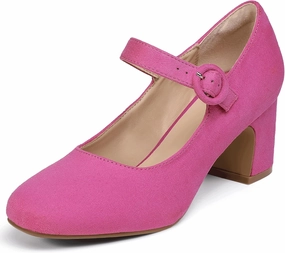 IDIFU IN3 Mary Jane Pumps Closed Toe Low Short Chunky Block Dress Shoes for Women Wedding Bridal Flight Attendant Heels Formal Cute Round Toe Vintage Small Thick Pumps Heels with Round Buckle