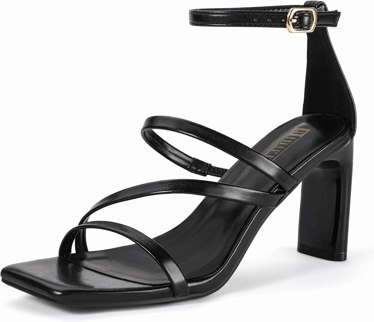 IDIFU IN3 Strappy Heels for Women Low Chunky Block Square Open Toe Heeled Sandals Wedding Bridal Bride Prom Party Dress Shoes Comfortable Dressy Formal Cute Ankle Strap Thick Heels