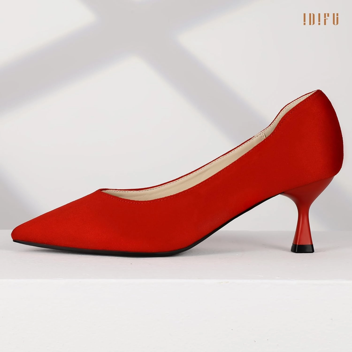 IDIFU IN3 Women's Pumps Kitten Closed Toe Heels Low Pointed Toe Heels Wedding Bridal Office Formal Work Prom Dress Shoes for Women Comfortable Dressy Trendy Cute Pumps Shoes