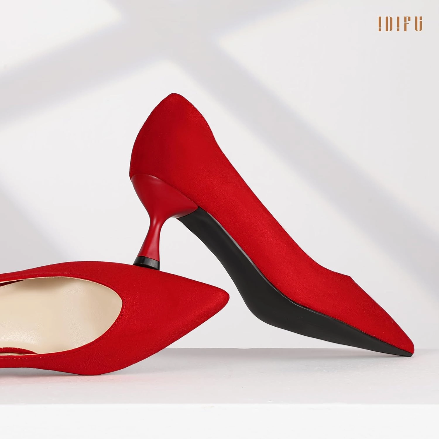IDIFU IN3 Women's Pumps Kitten Closed Toe Heels Low Pointed Toe Heels Wedding Bridal Office Formal Work Prom Dress Shoes for Women Comfortable Dressy Trendy Cute Pumps Shoes