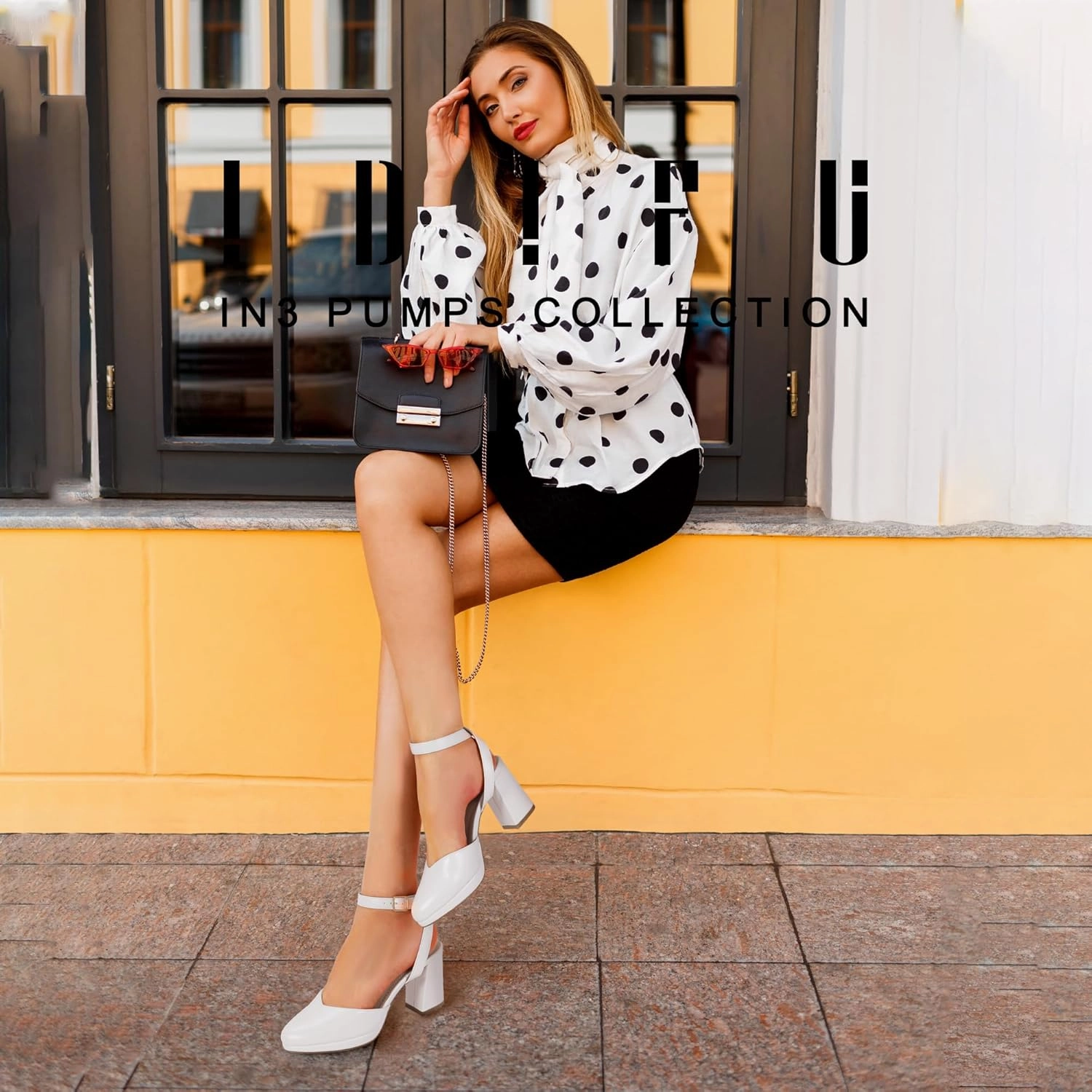 IDIFU IN3 Women's Pumps Platform Closed Toe Heels Comfortable Low Chunky Block Slingback Ankle Strap Dressy Wedding Bridal Party Shoes Pointed Toe Heels