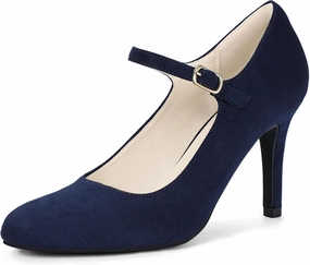 IDIFU IN4 Mary Jane Shoes Closed Toe High Heels Women's Pumps Comfortable Stiletto Ankle Strap Round Toe Dress Shoes for Women Wedding Bridal Work Vintage Classic Pumps Shoes