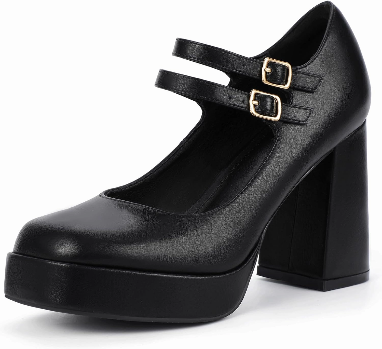 IDIFU IN4 Mary Jane Shoes Platform Chunky High Heels Closed Toe Dress Shoes for Women Wedding Work Business Homecoming Party Shoes Comfortable Casual Dressy Square Toe Heels Pumps