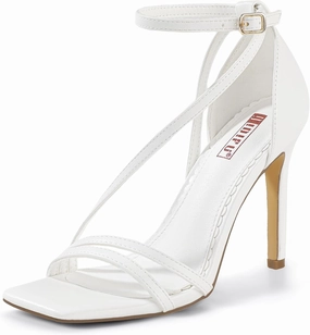 IDIFU IN4 Strappy Heels for Women Sexy High Stiletto Square Open Toe Heels Dress Shoes for Women Dressy Wedding Prom Bridal Bridesmaid Shoes Ankle Strap Heeled Sandals Comfortable Cute Trendy Heels