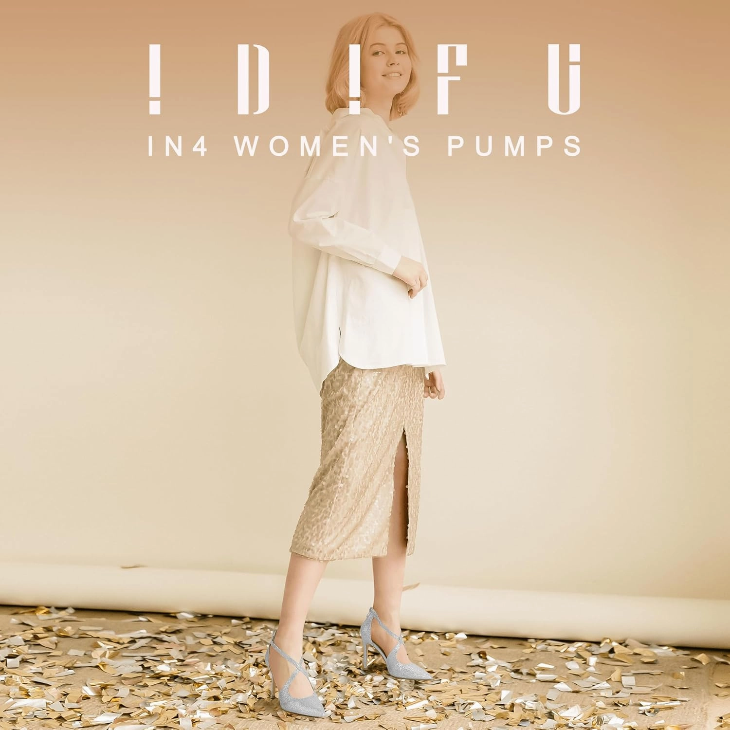 IDIFU IN4 Women's Pumps Closed Toe Stiletto Heels Strappy Wedding Bridal Office Homecoming Work Prom Dress Shoes Bride Comfortable Dressy Formal Pointed Toe Zip