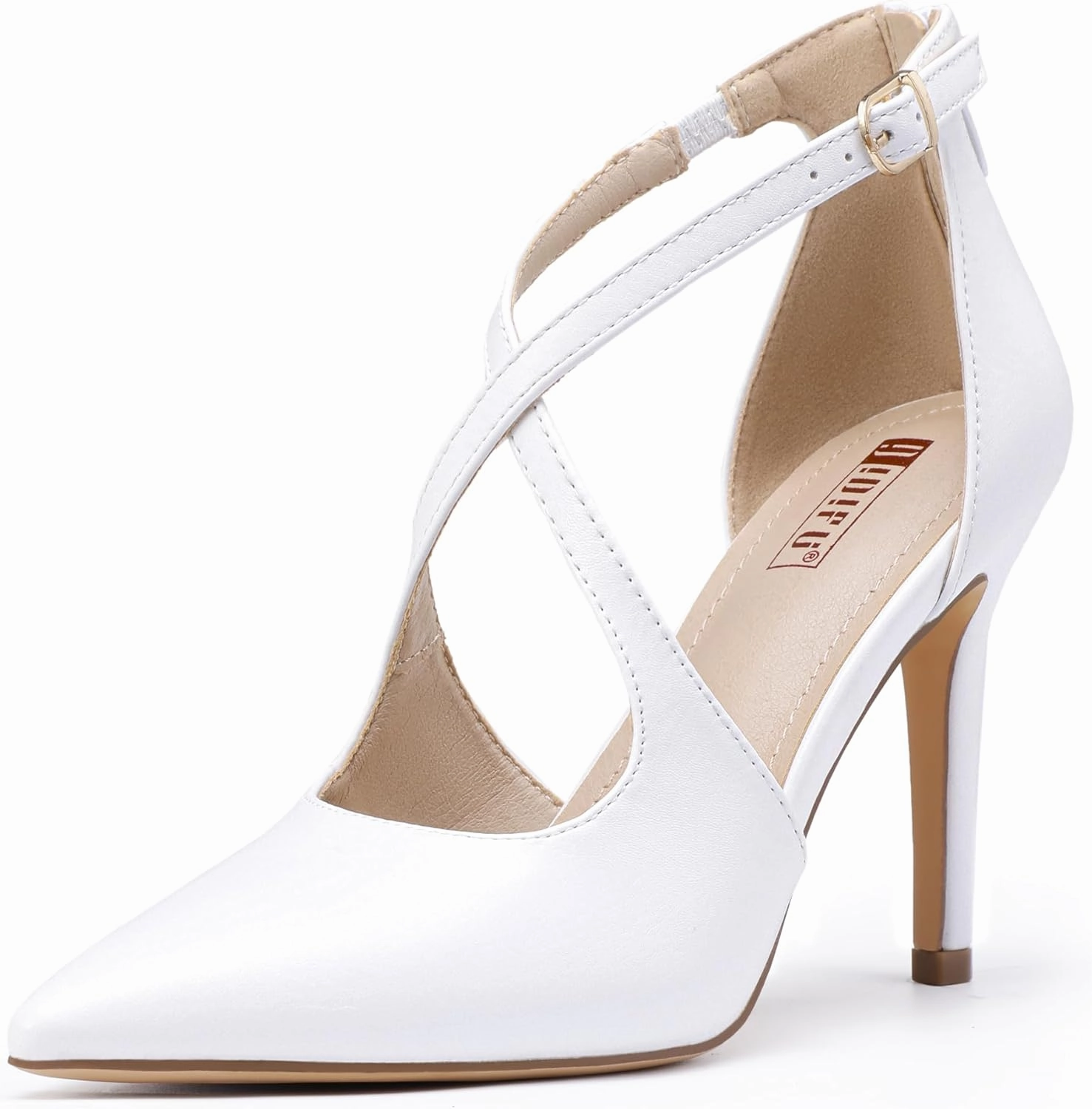 IDIFU IN4 Women's Pumps Closed Toe Stiletto Heels Strappy Wedding Bridal Office Homecoming Work Prom Dress Shoes Bride Comfortable Dressy Formal Pointed Toe Zip