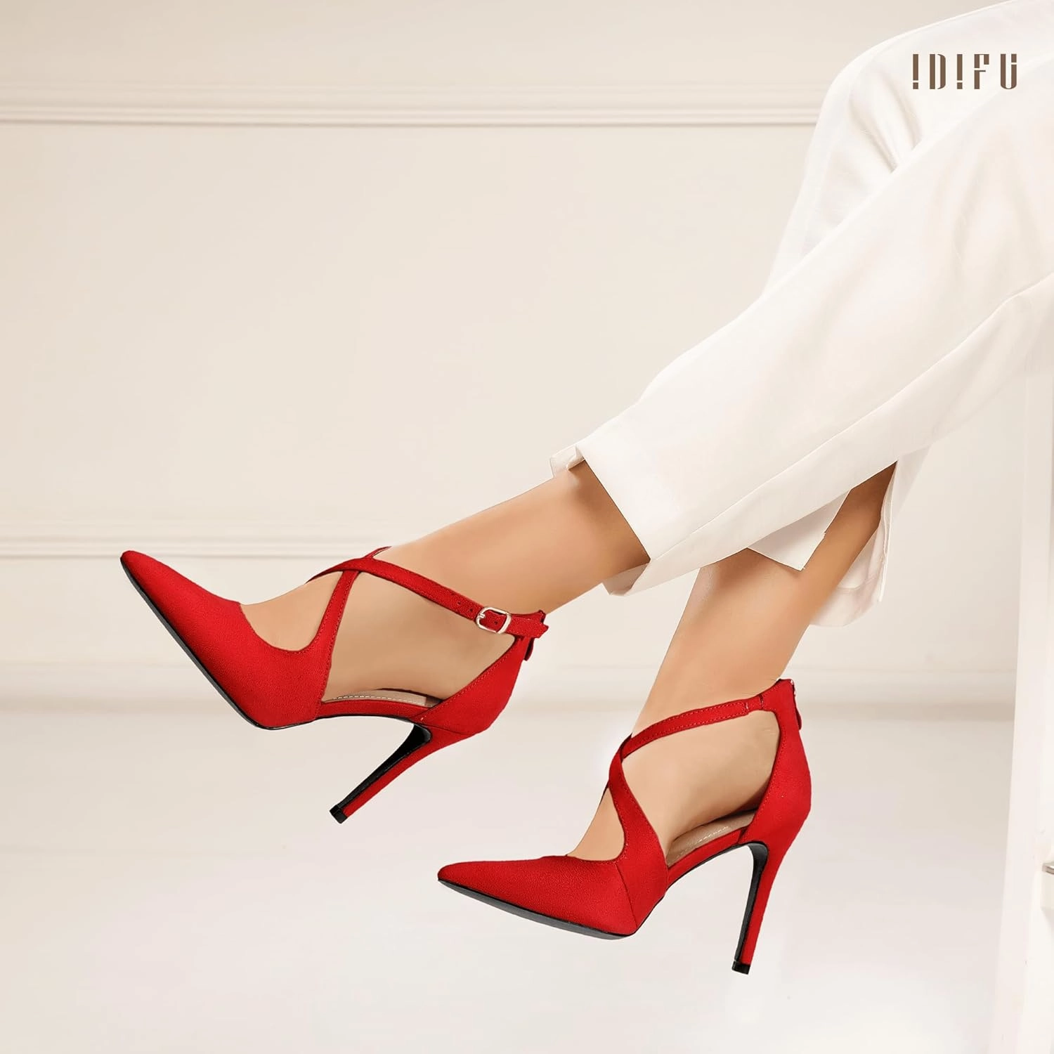 IDIFU IN4 Women's Pumps Closed Toe Stiletto Heels Strappy Wedding Bridal Office Homecoming Work Prom Dress Shoes Bride Comfortable Dressy Formal Pointed Toe Zip