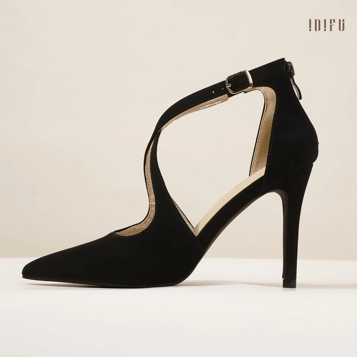 IDIFU IN4 Women's Pumps Closed Toe Stiletto Heels Strappy Wedding Bridal Office Homecoming Work Prom Dress Shoes Bride Comfortable Dressy Formal Pointed Toe Zip