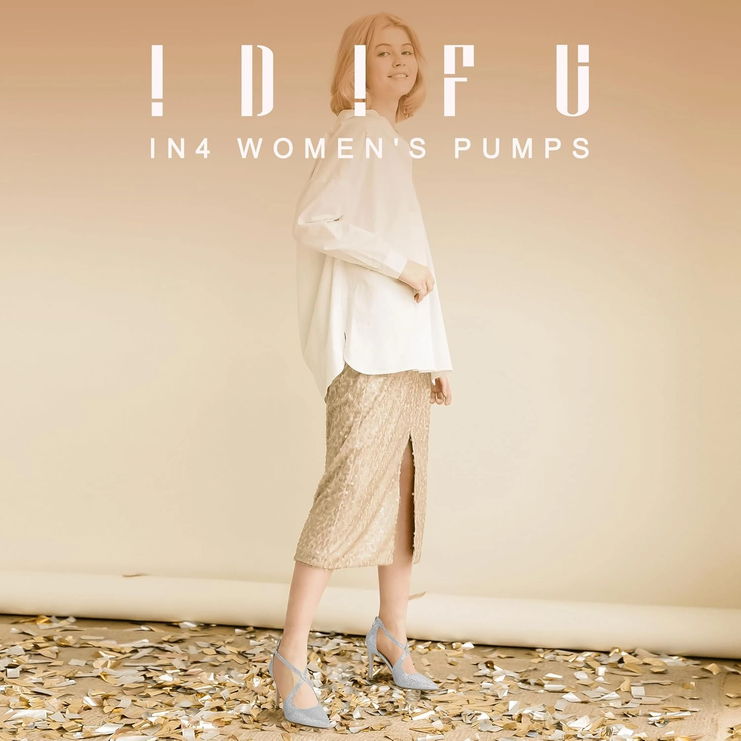 IDIFU IN4 Women's Pumps Closed Toe Stiletto Heels Strappy Wedding Bridal Office Homecoming Work Prom Dress Shoes Bride Comfortable Dressy Formal Pointed Toe Zip