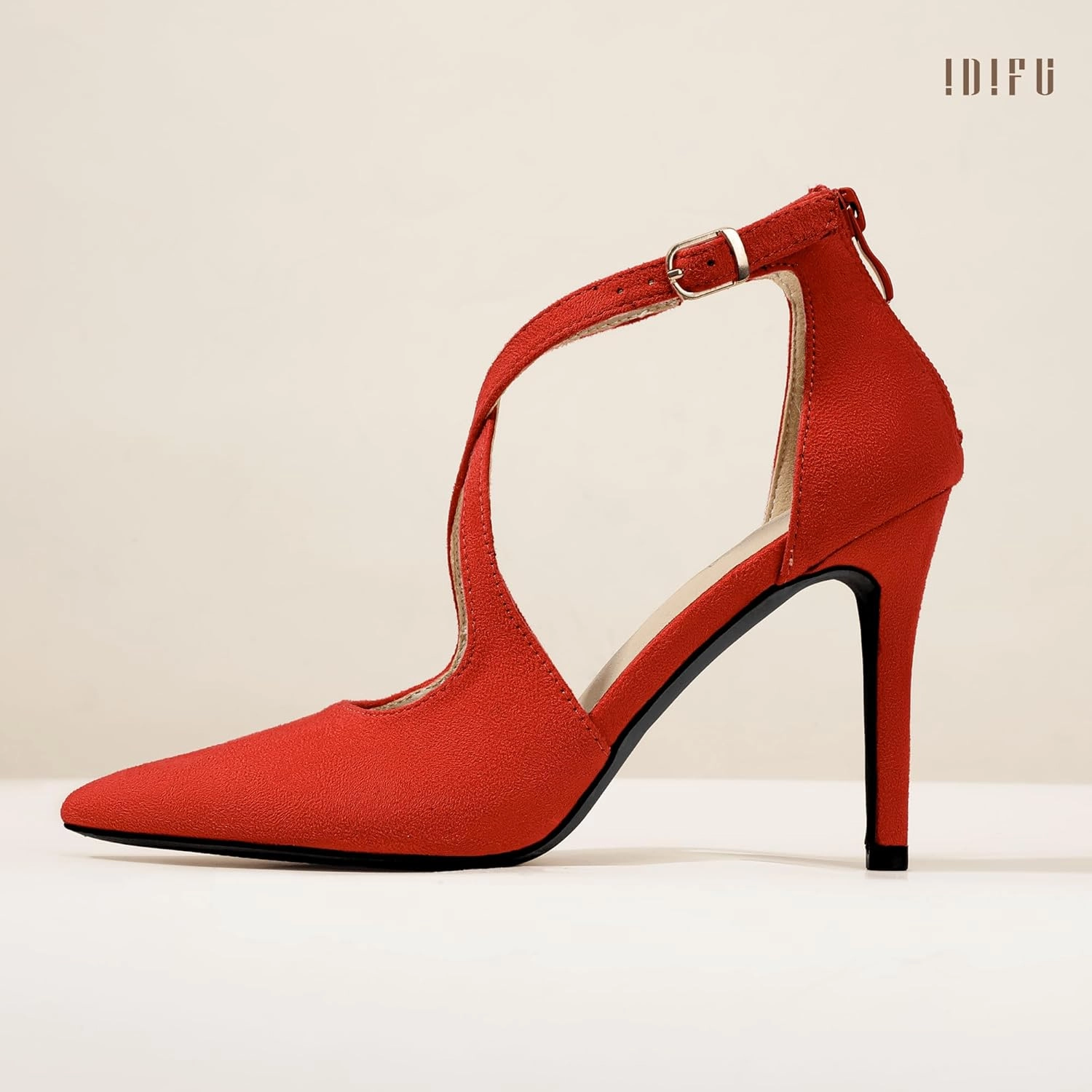 IDIFU IN4 Women's Pumps Closed Toe Stiletto Heels Strappy Wedding Bridal Office Homecoming Work Prom Dress Shoes Bride Comfortable Dressy Formal Pointed Toe Zip
