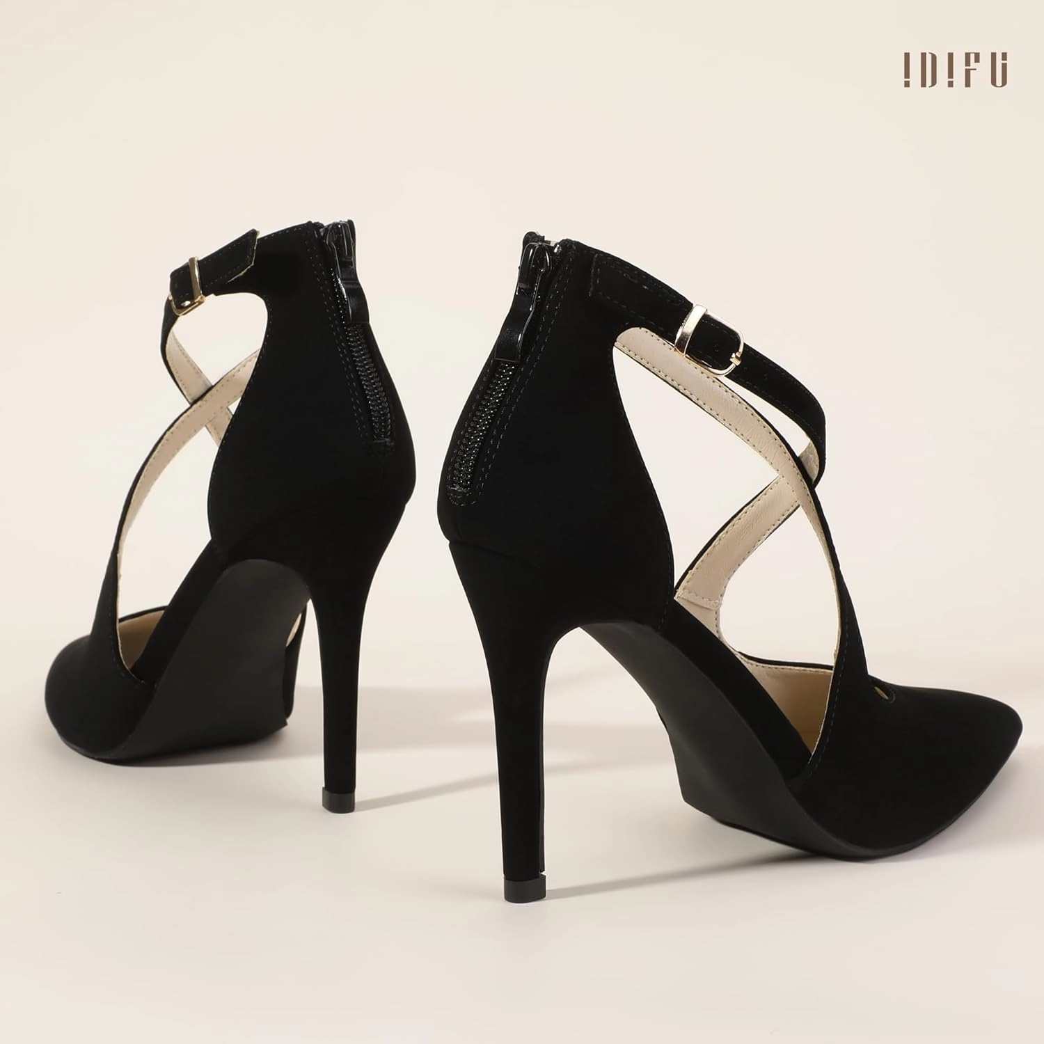 IDIFU IN4 Women's Pumps Closed Toe Stiletto Heels Strappy Wedding Bridal Office Homecoming Work Prom Dress Shoes Bride Comfortable Dressy Formal Pointed Toe Zip