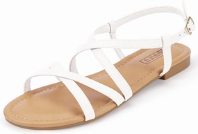 IDIFU Strappy Sandals for Women Open Toe Slingback Ankle Strap Flat Sandals Summer Beach Wedding Bridal Prom Party Work Office Dress Sandals Comfortable Trendy Casual Dressy Sandals