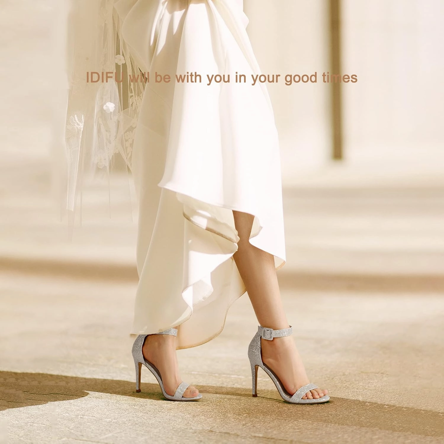 IDIFU Women's High Heels for Women Dressy Stiletto Heels Open Toe Heels Ankle Strap Heeled Sandals for Women on Wedding Party Homecoming