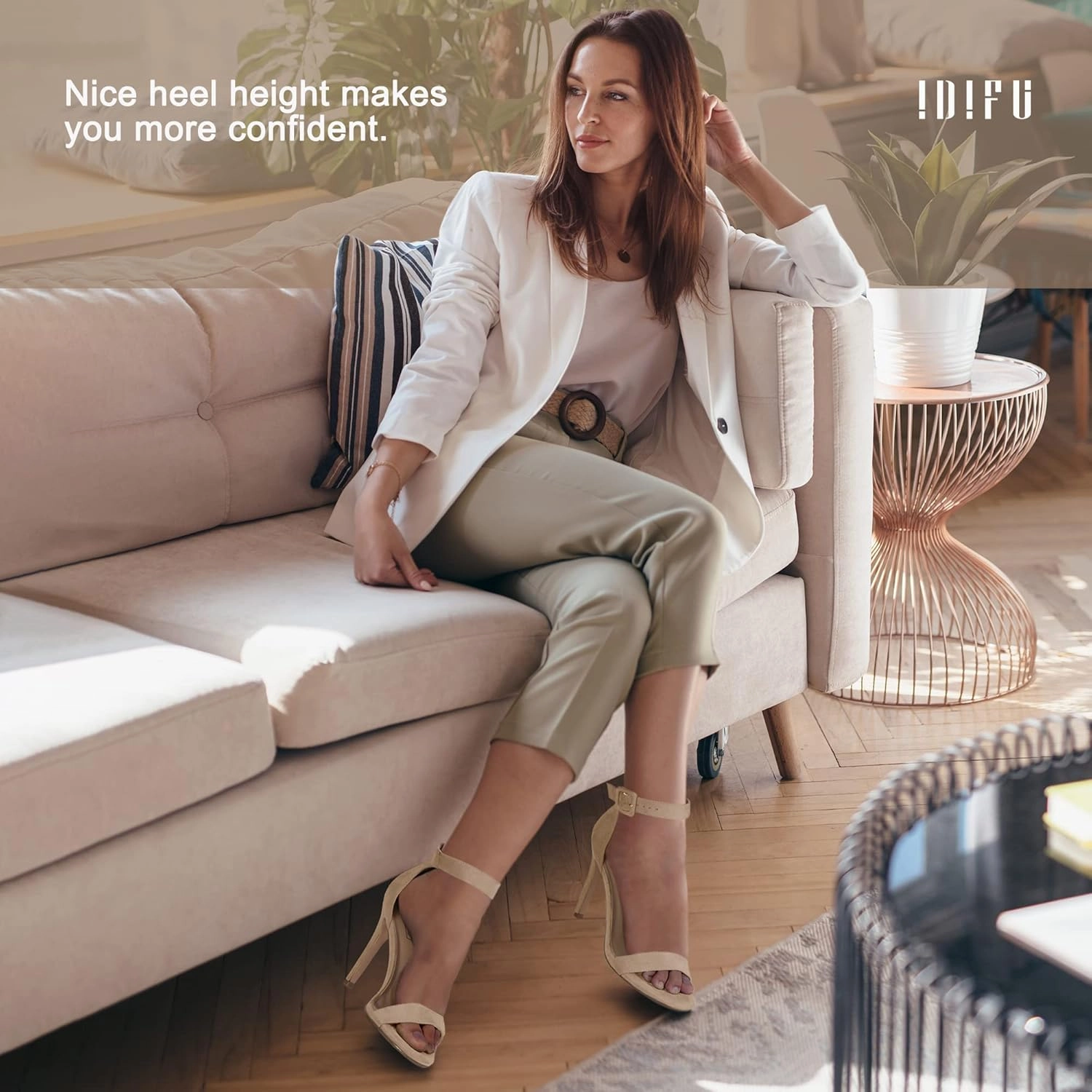 IDIFU Women's High Heels for Women Dressy Stiletto Heels Open Toe Heels Ankle Strap Heeled Sandals for Women on Wedding Party Homecoming