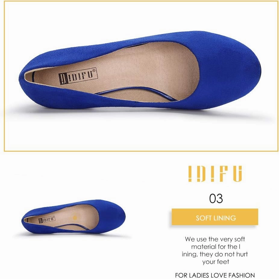 IDIFU Women's Sherry Dress Low Block Chunky Heels Pumps Closed Round Toe Shoes for Wedding Office Evening