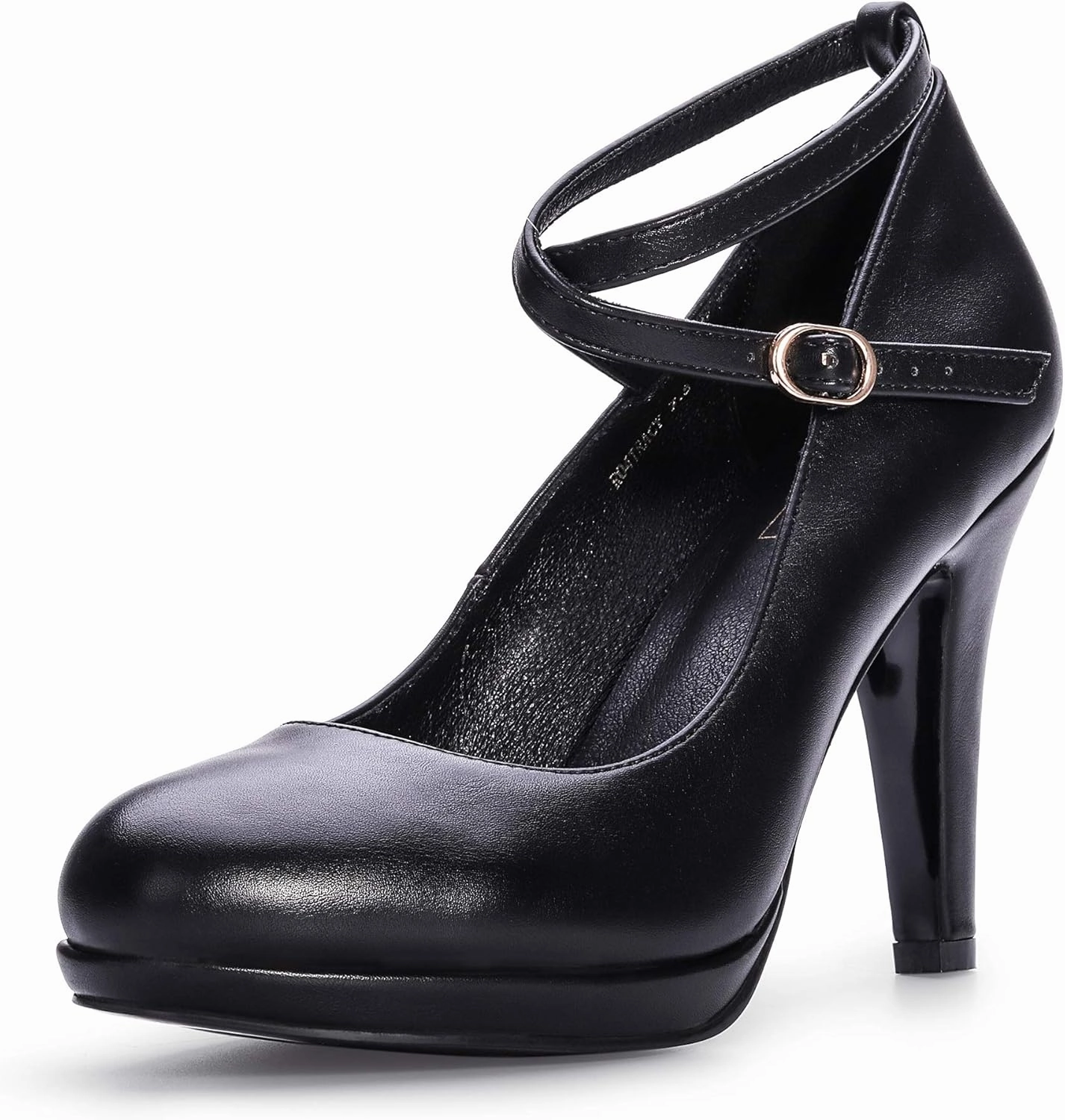 IDIFU Women's Tracy Platform High Heels Closed Toe Pumps Strappy Cross Ankle Strap Shoes for Casual Work Wedding