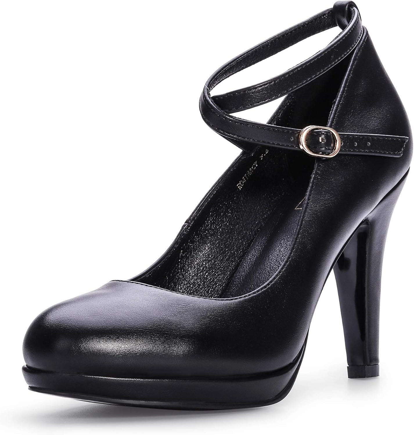 IDIFU Women's Tracy Platform High Heels Closed Toe Pumps Strappy Cross Ankle Strap Shoes for Casual Work Wedding