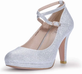 IDIFU Women's Tracy Platform High Heels Closed Toe Pumps Strappy Cross Ankle Strap Shoes for Casual Work Wedding