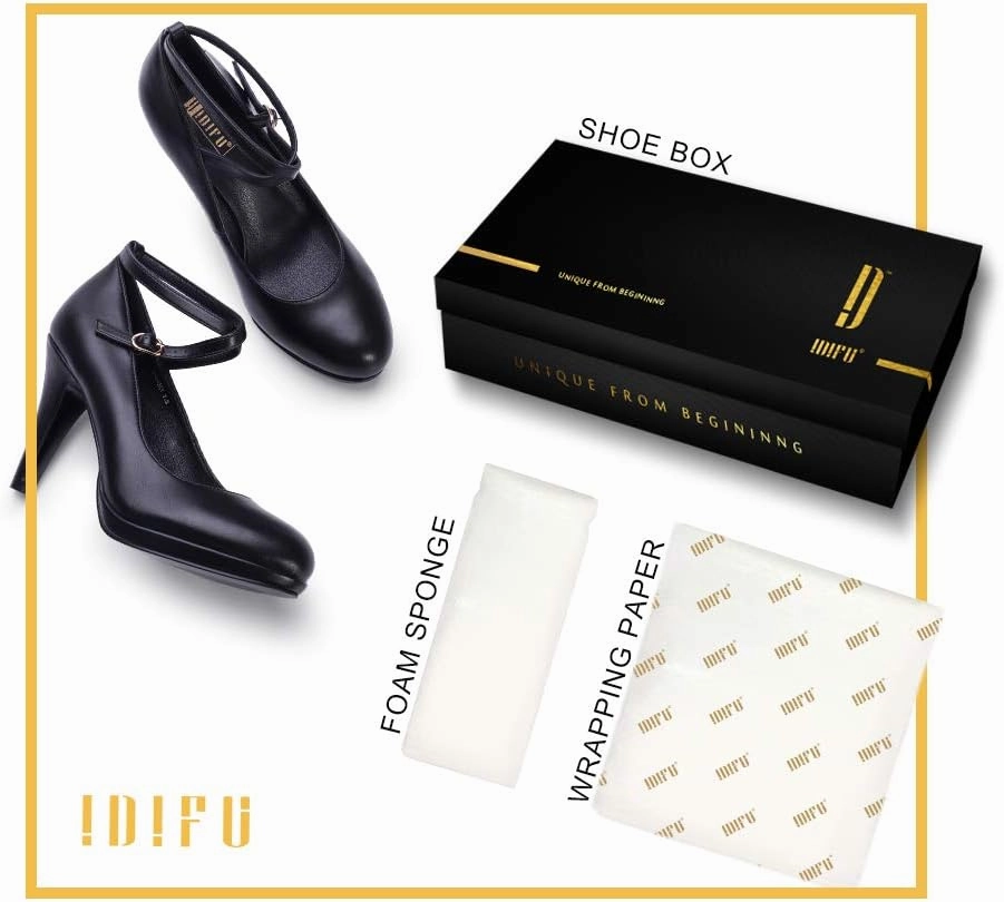 IDIFU Women's Tracy Platform High Heels Closed Toe Pumps Strappy Cross Ankle Strap Shoes for Casual Work Wedding