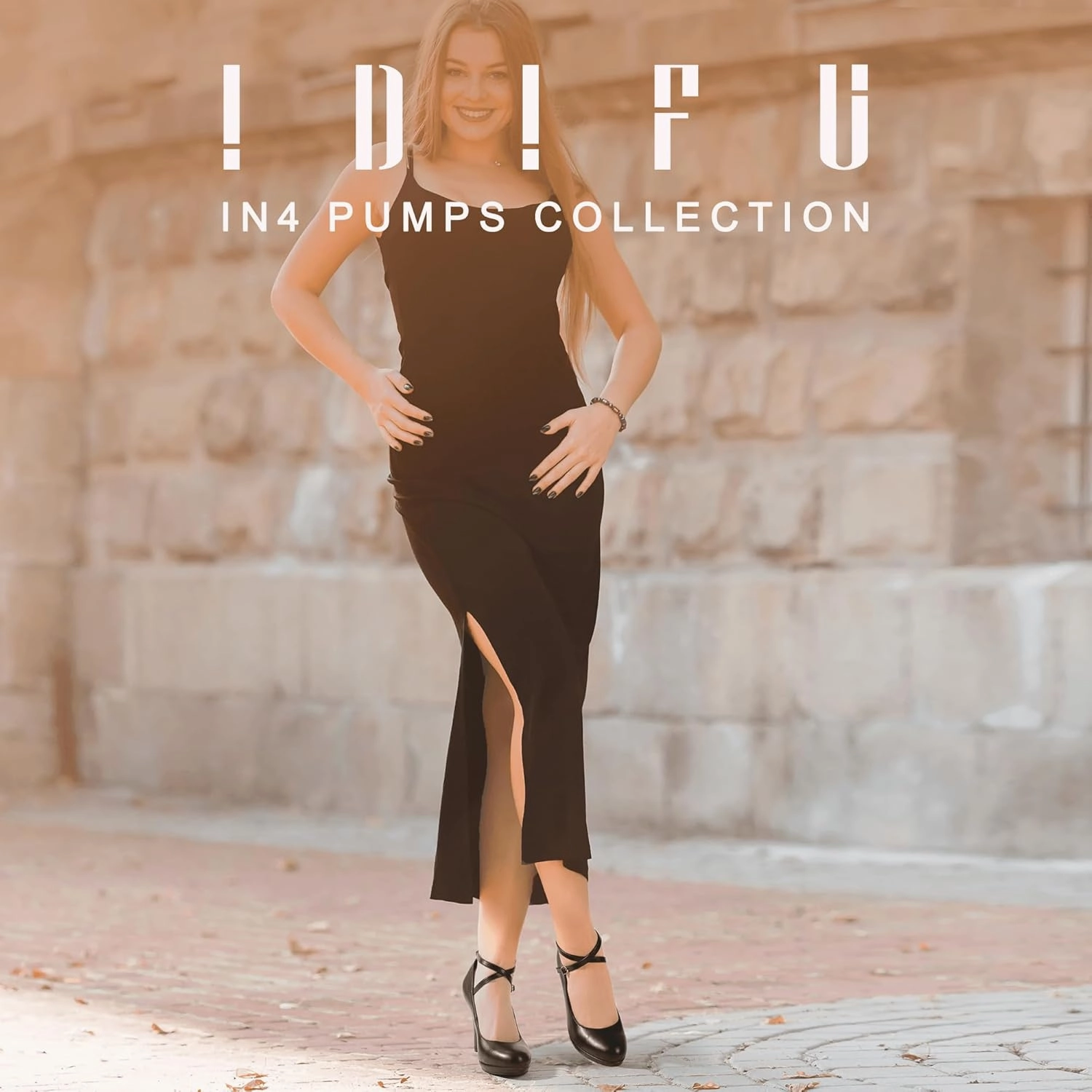 IDIFU Women's Tracy Platform High Heels Closed Toe Pumps Strappy Cross Ankle Strap Shoes for Casual Work Wedding