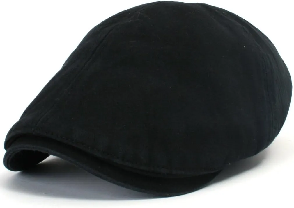 ililily Washed Cotton Flat Cap Cabbie Hat Gatsby Ivy Irish Hunting Newsboy Stretch Big Hat