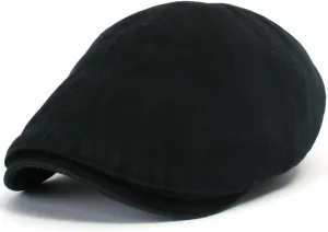 ililily Washed Cotton Flat Cap Cabbie Hat Gatsby Ivy Irish Hunting Newsboy Stretch Big Hat