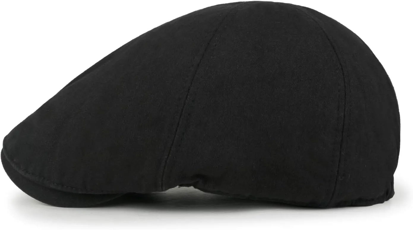 ililily Washed Cotton Flat Cap Cabbie Hat Gatsby Ivy Irish Hunting Newsboy Stretch Big Hat