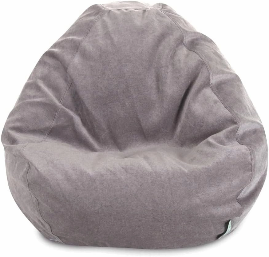 Indoor Bean Bag Chair with Filler Included | 22'' H x 28'' W x 28'' D Size, Solid Pattern in Beige Color | Removable Zippered Slipcover & Soft Shredded Foam
