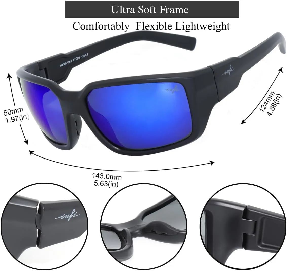 INFI Fishing Sunglasses Men Women Polarized Polycarbonate Lens Safety Protection Black Glasses Driving Golf Running Sports