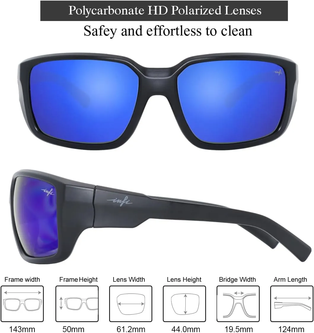 INFI Fishing Sunglasses Men Women Polarized Polycarbonate Lens Safety Protection Black Glasses Driving Golf Running Sports