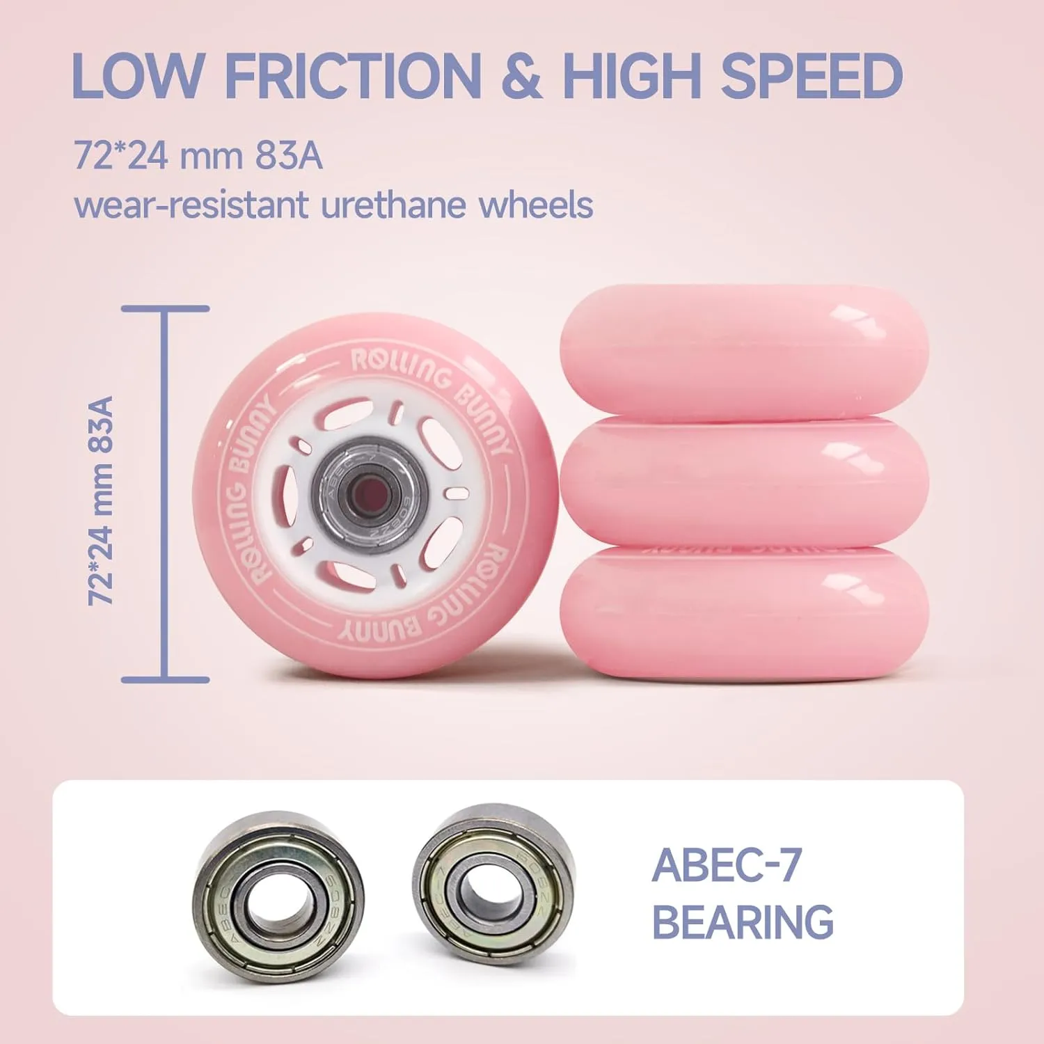 Inline Skates for Women Girls - Adjustable Size Roller Blades for Adult Female, Hard Shell ABEC-7, Pink