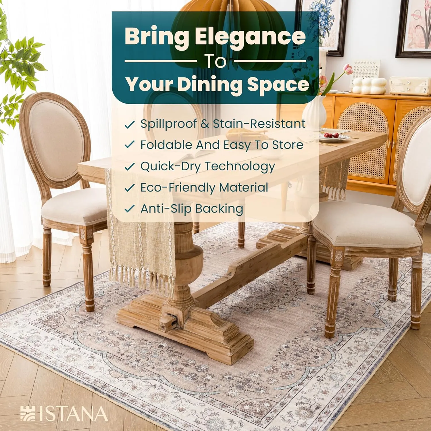 Istana 5 X 7 Rugs - Beige Area Rug - Kid & Pet Friendly Washable Rugs 5x7 - Non Shedding Area Rugs for Living Room - Foldable Rug Area Rug - Eco-Friendly Materials for Living Room Rug