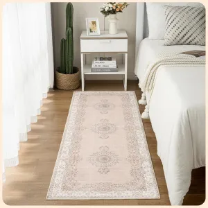 Istana Hallway Runner Rug 2x6 - Beige Kitchen Rugs Non Slip Washable -Silk's Soft Touch Carpet Runner - Stylish Rug for Home
