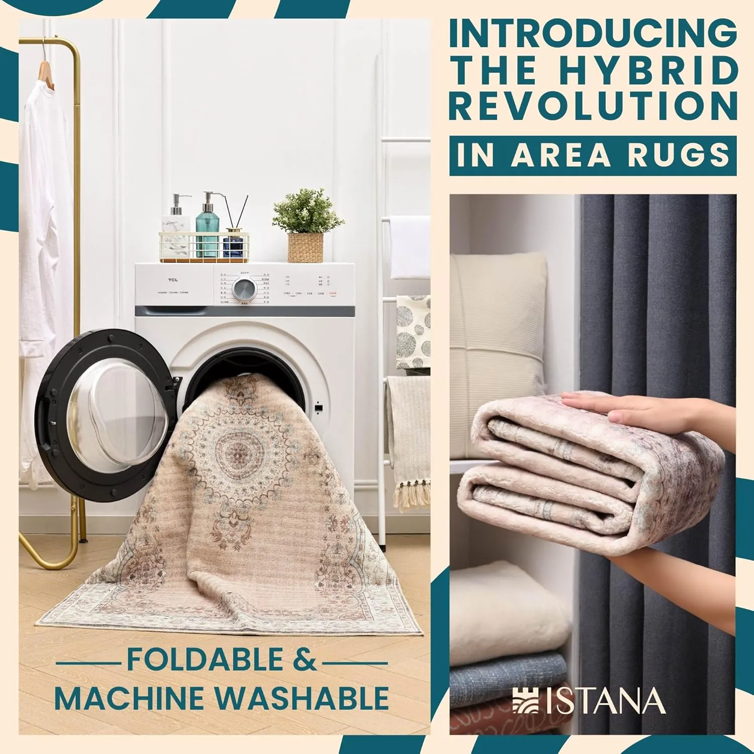 Istana Hallway Runner Rug 2x6 - Beige Kitchen Rugs Non Slip Washable -Silk's Soft Touch Carpet Runner - Stylish Rug for Home