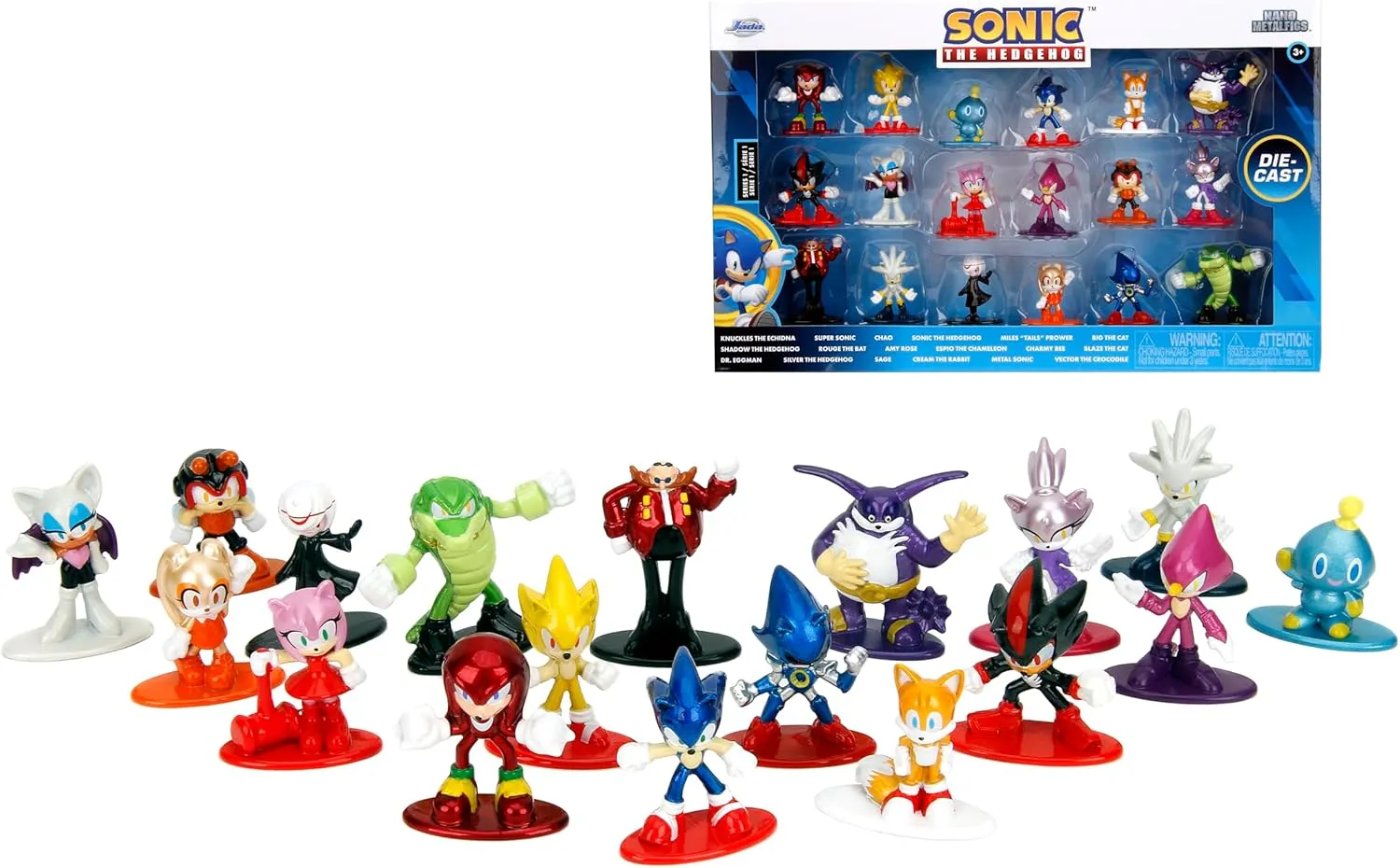 Jada Sonic The Hedgehog Nano 1.65" MetalFigs 18-Pack, Series 1 – Die-Cast Collectible Figures – Ages 8 