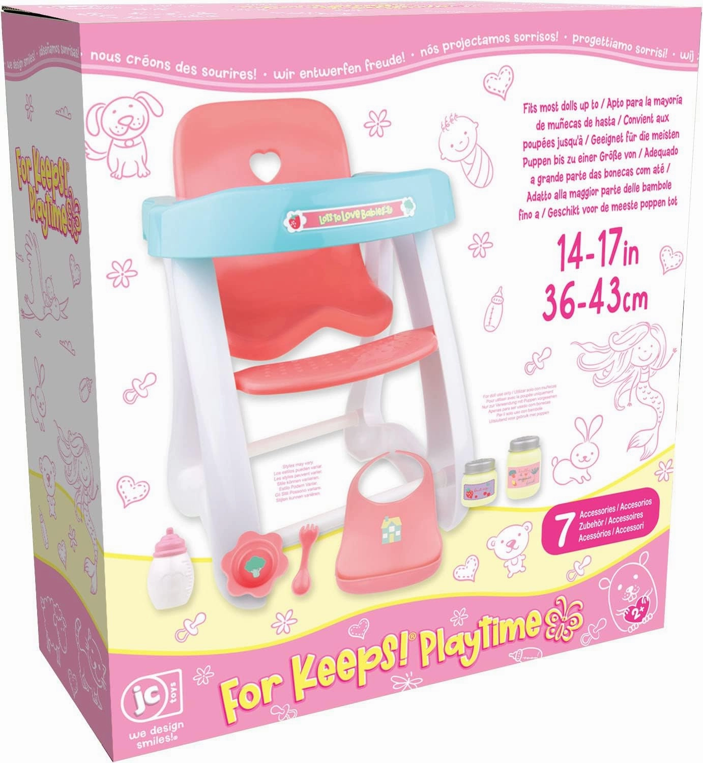 JC Toys for Keeps! High Chair & Accessory Set, 7/Set (BER25500)