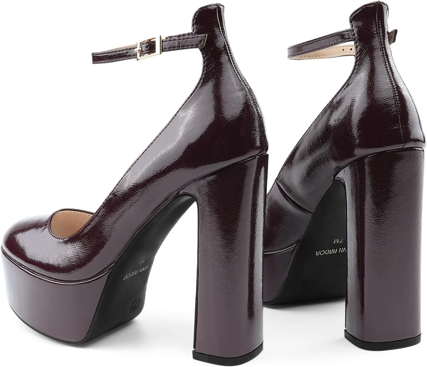 JENN ARDOR Women's Chunky Platform High Heels Closed Toe Block Pumps Ankle Strap Dress Wedding Party Pumps