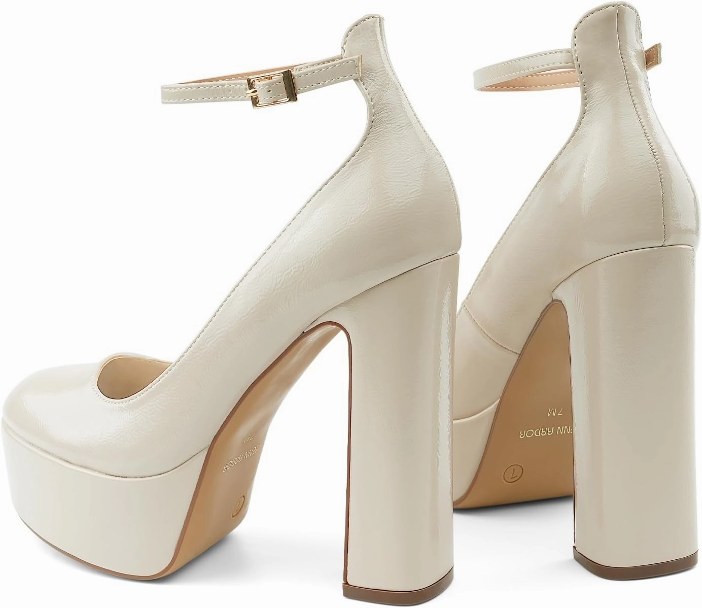 JENN ARDOR Women's Chunky Platform High Heels Closed Toe Block Pumps Ankle Strap Dress Wedding Party Pumps
