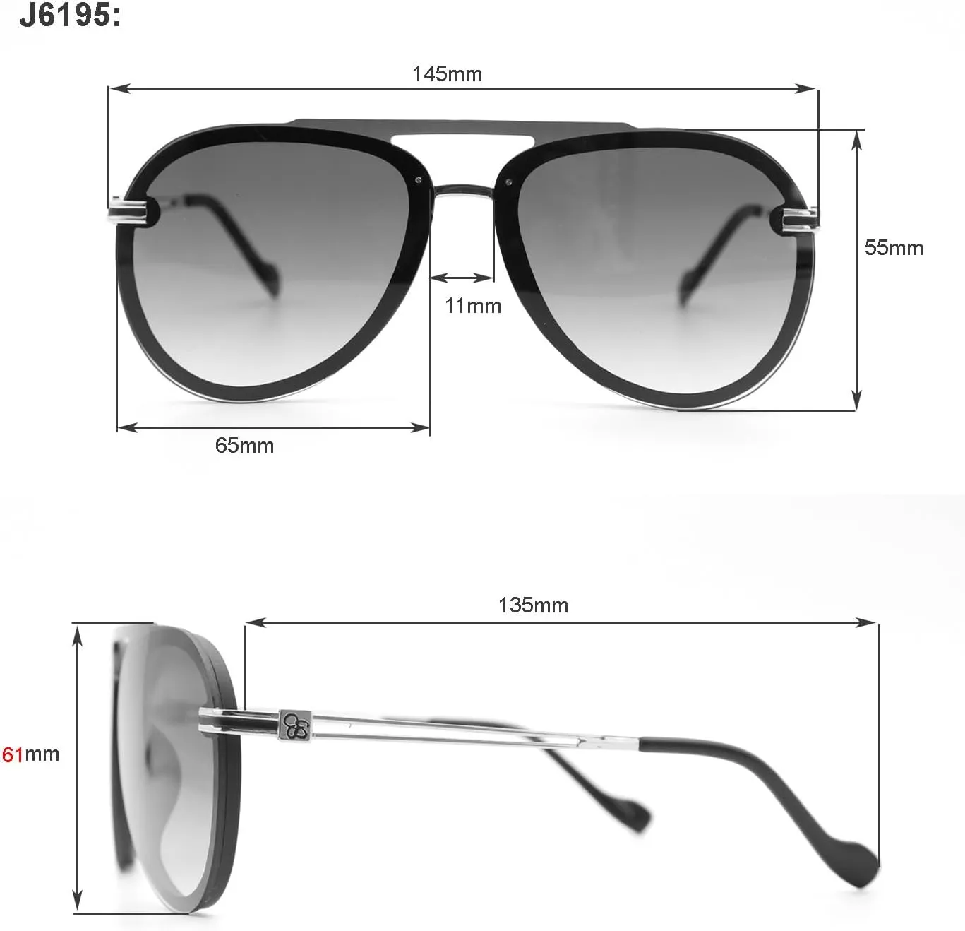 Jessica Simpson Women's J6195 Modern Aviator Pilot Sunglasses with Uv400 Protection. Glam Gifts for Her, 65 Mm