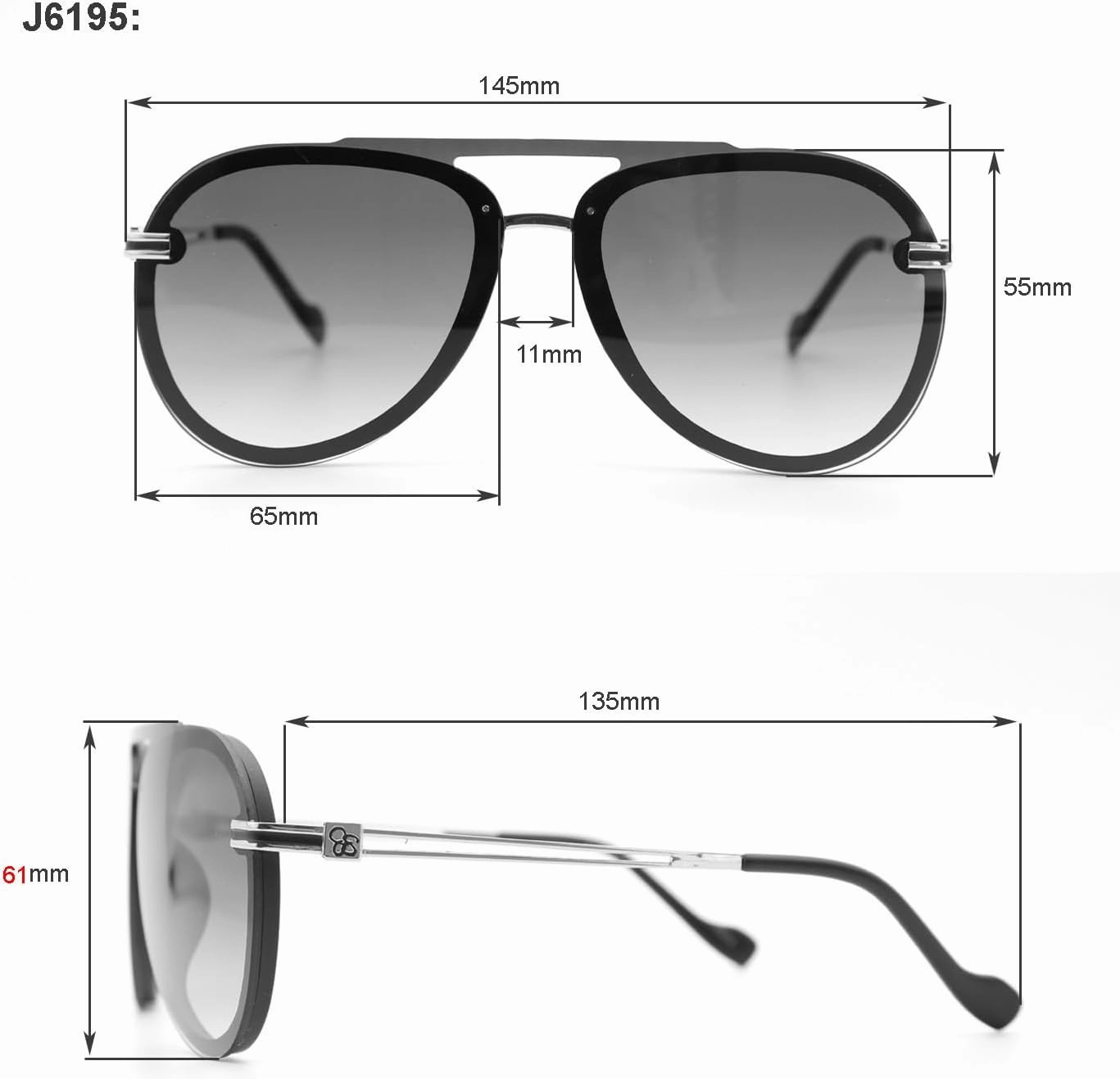 Jessica Simpson Women's J6195 Modern Aviator Pilot Sunglasses with Uv400 Protection. Glam Gifts for Her, 65 Mm