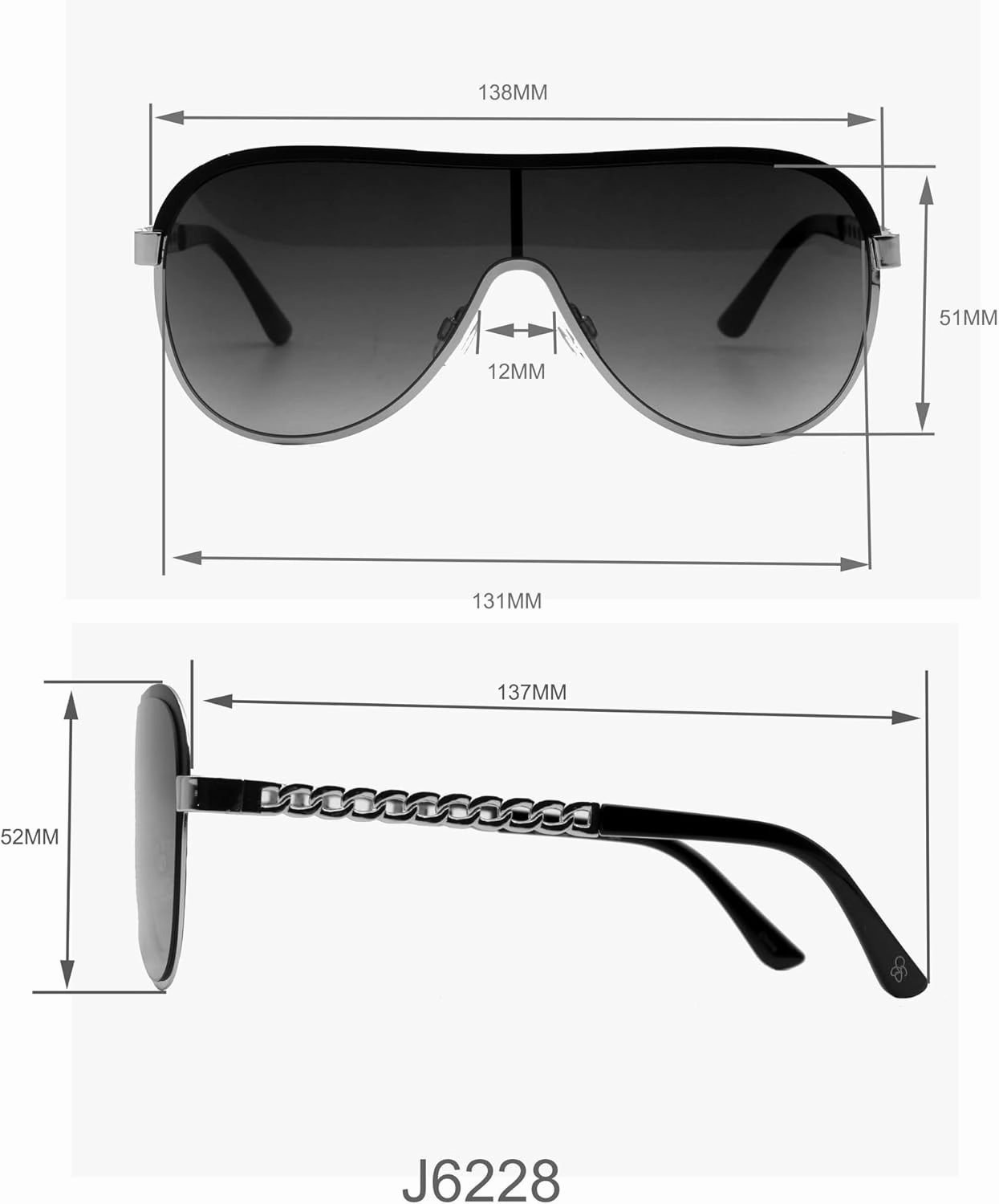 Jessica Simpson Women's J6228 Metal Shield Aviator Pilot Sunglasses with Uv Protection. Glam Gifts for Her, 131 Mm