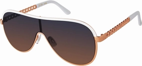 Jessica Simpson Women's J6228 Metal Shield Aviator Pilot Sunglasses with Uv Protection. Glam Gifts for Her, 131 Mm