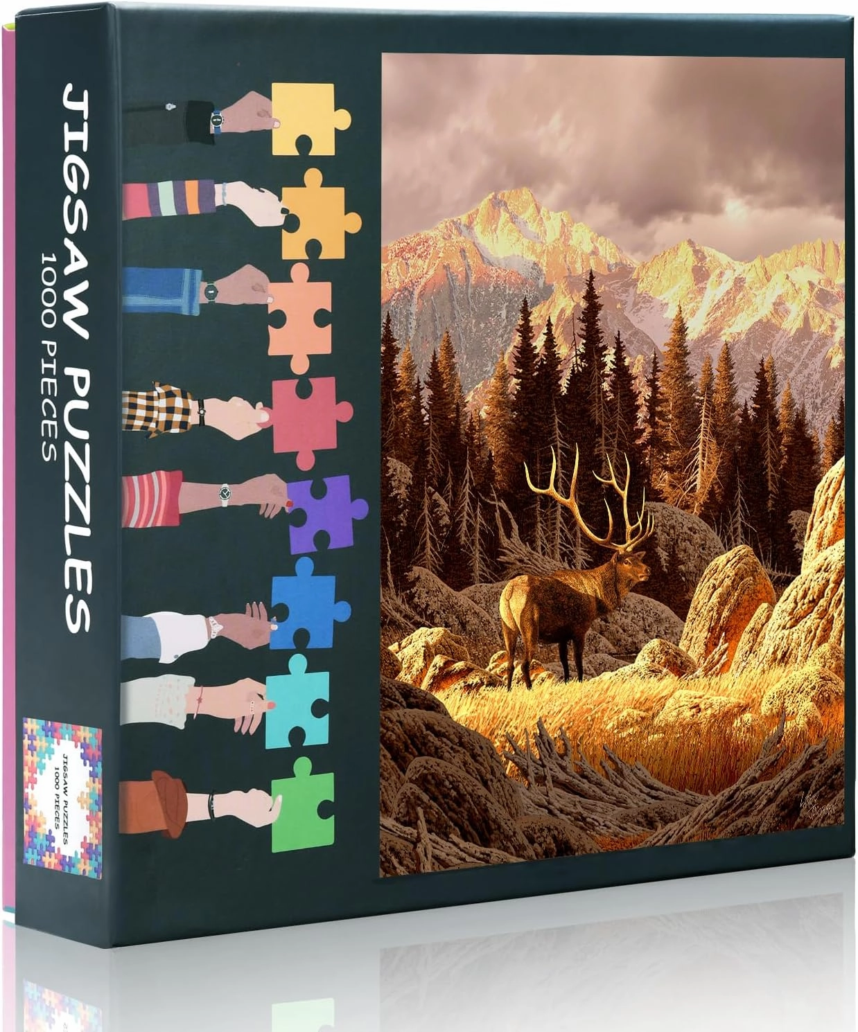 Jigsaw Puzzles 1000 Pieces for Adults, Elk Bull Jigsaw Puzzles, Nature Landscape Puzzles for Adult 1000 Pieces, Mountain Nature Puzzles, Impossible Puzzle for Adults 20X27 INCH