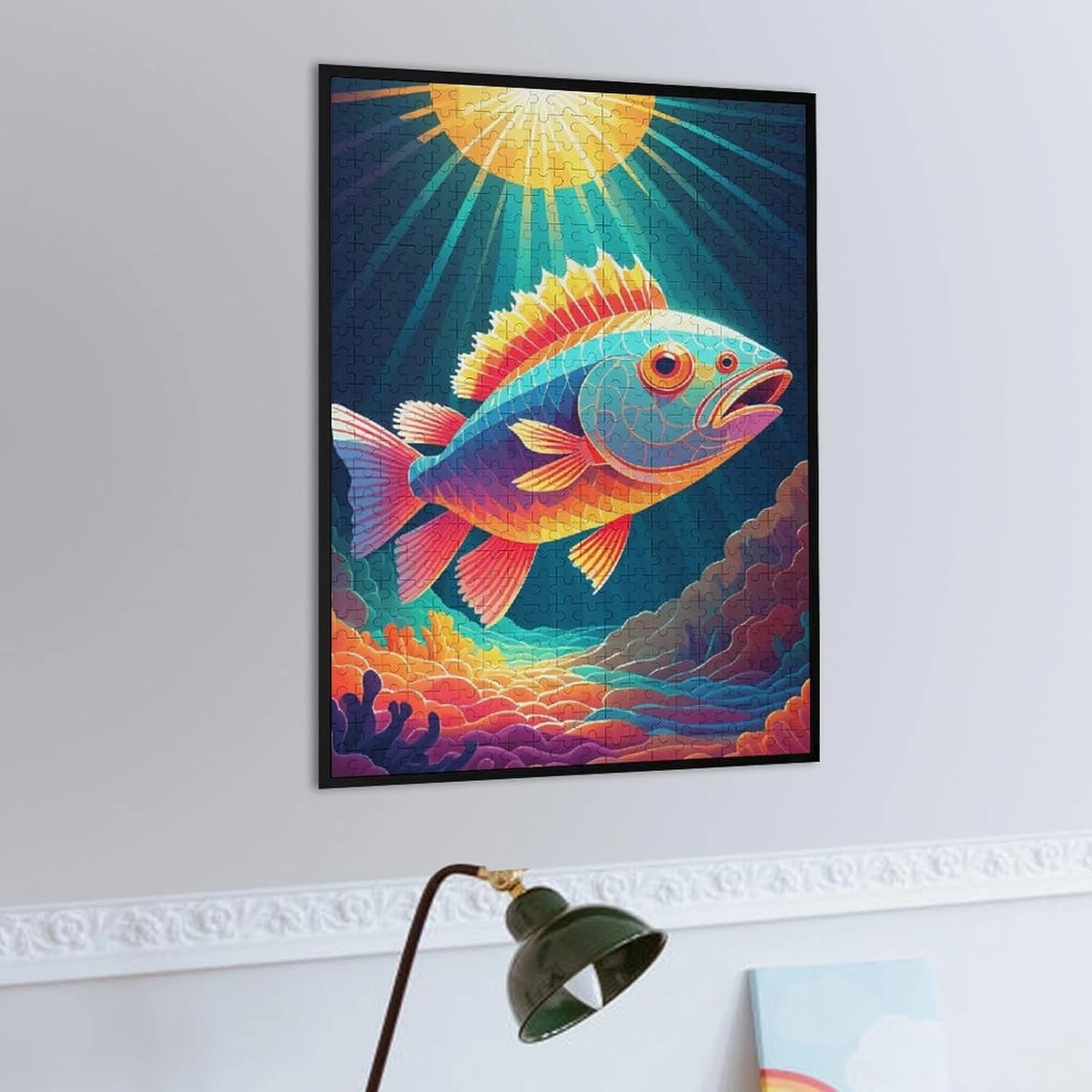 Jigsaw Puzzles for Adults Kids 1000 Pieces Vibrant Underwater Fish Illustration Large Puzzle Family Game Adult Decompression Child Education Gift for DIY Intellective Educational Game, Gift