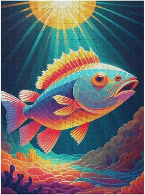 Jigsaw Puzzles for Adults Kids 1000 Pieces Vibrant Underwater Fish Illustration Large Puzzle Family Game Adult Decompression Child Education Gift for DIY Intellective Educational Game, Gift