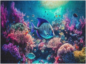 Jigsaw Puzzles for Adults Kids 500 Pieces Fish Coral Water Large Puzzle Family Game Adult Decompression Child Education Gift for DIY Intellective Educational Game, Gift