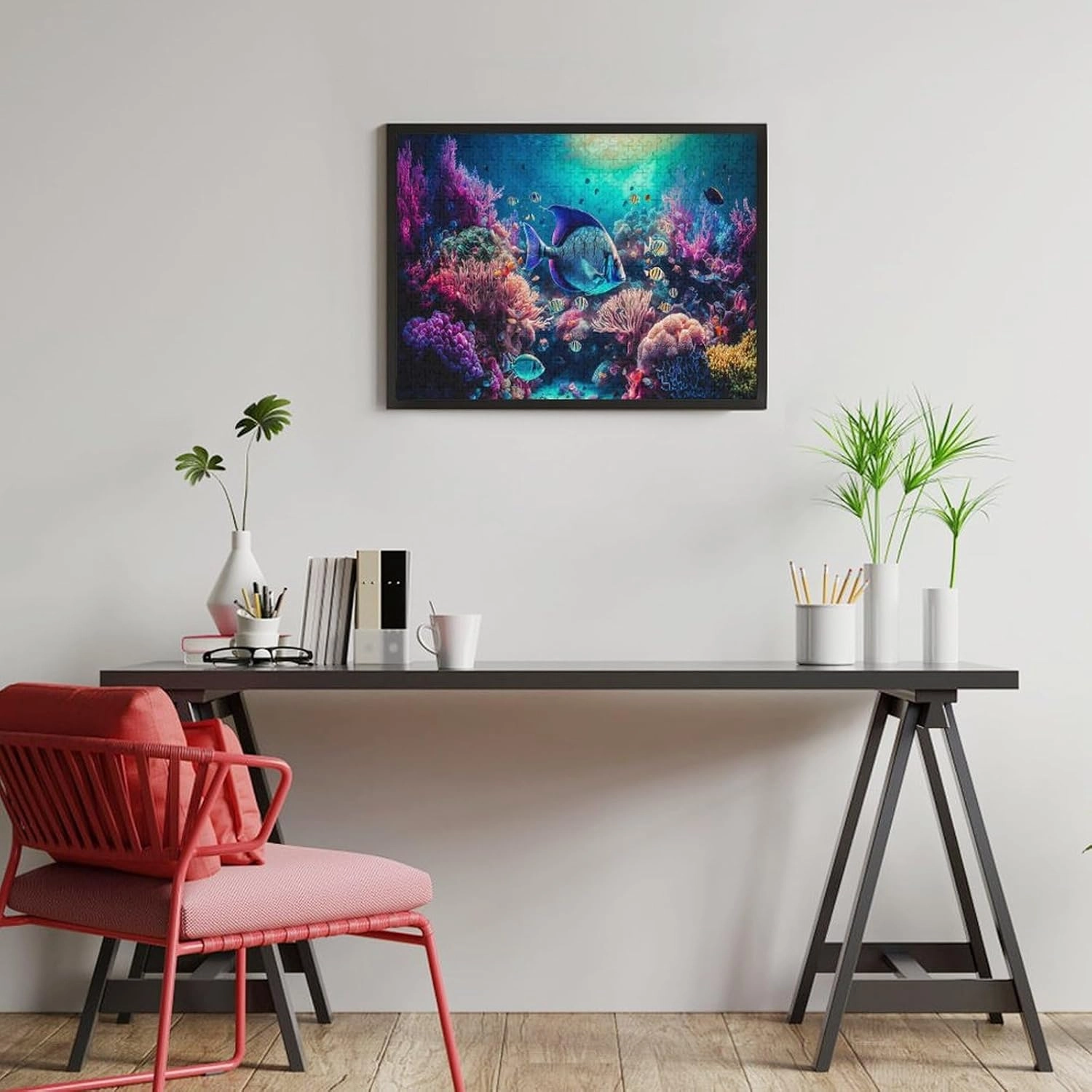 Jigsaw Puzzles for Adults Kids 500 Pieces Fish Coral Water Large Puzzle Family Game Adult Decompression Child Education Gift for DIY Intellective Educational Game, Gift