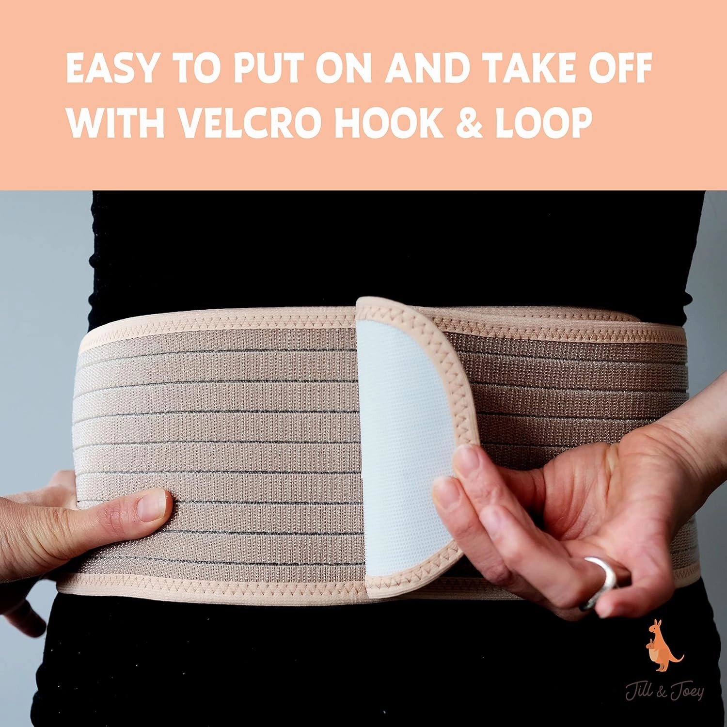 Jill & Joey Maternity Belt - Belly Band for Pregnant Women - Back Brace & Belly Support - Pregnancy Must-Have - Back Pain Relief (Beige, Medium)