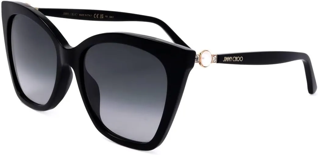 JIMMY CHOO RUA/G/S Black Silver/Dark Grey Shaded 56/18/145 women Sunglasses